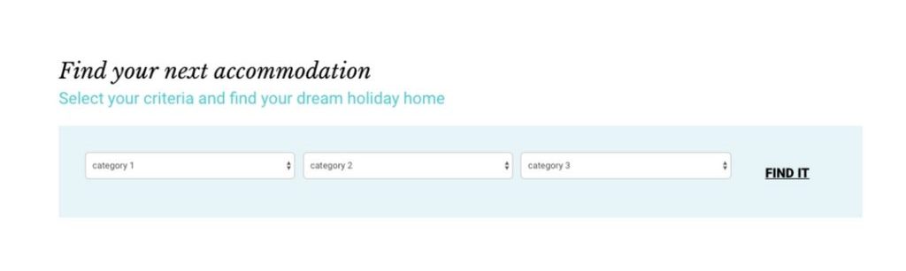 Advanced search tool for finding boutique hotels and villa rentals.