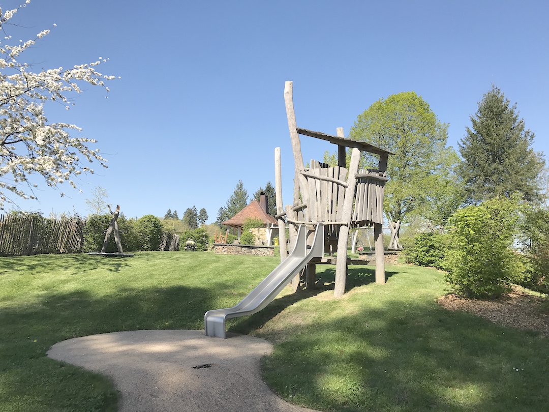 Domaine des Etangs, a beautiful hotel in Charente, France.  Just wonderful.  Read the series of posts to learn more.  Read the review. Playground for children
